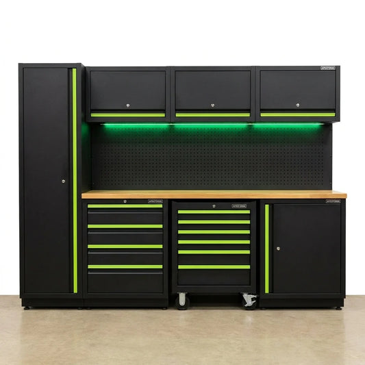 ApexForge Shadowline Pro Modular Garage Cabinet System — Studio Shot